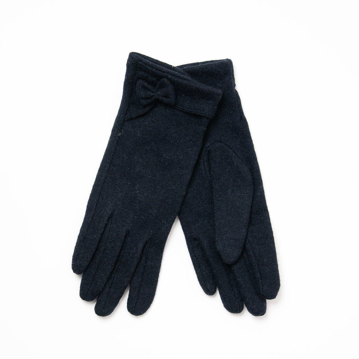 Mittens ELLEN woolen mittens with bow - navy