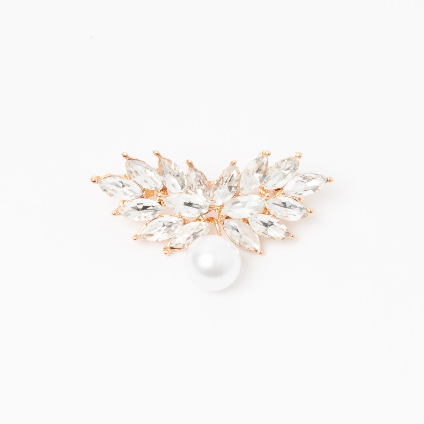 868486 Broche - Strassfjær med perle - sølv
