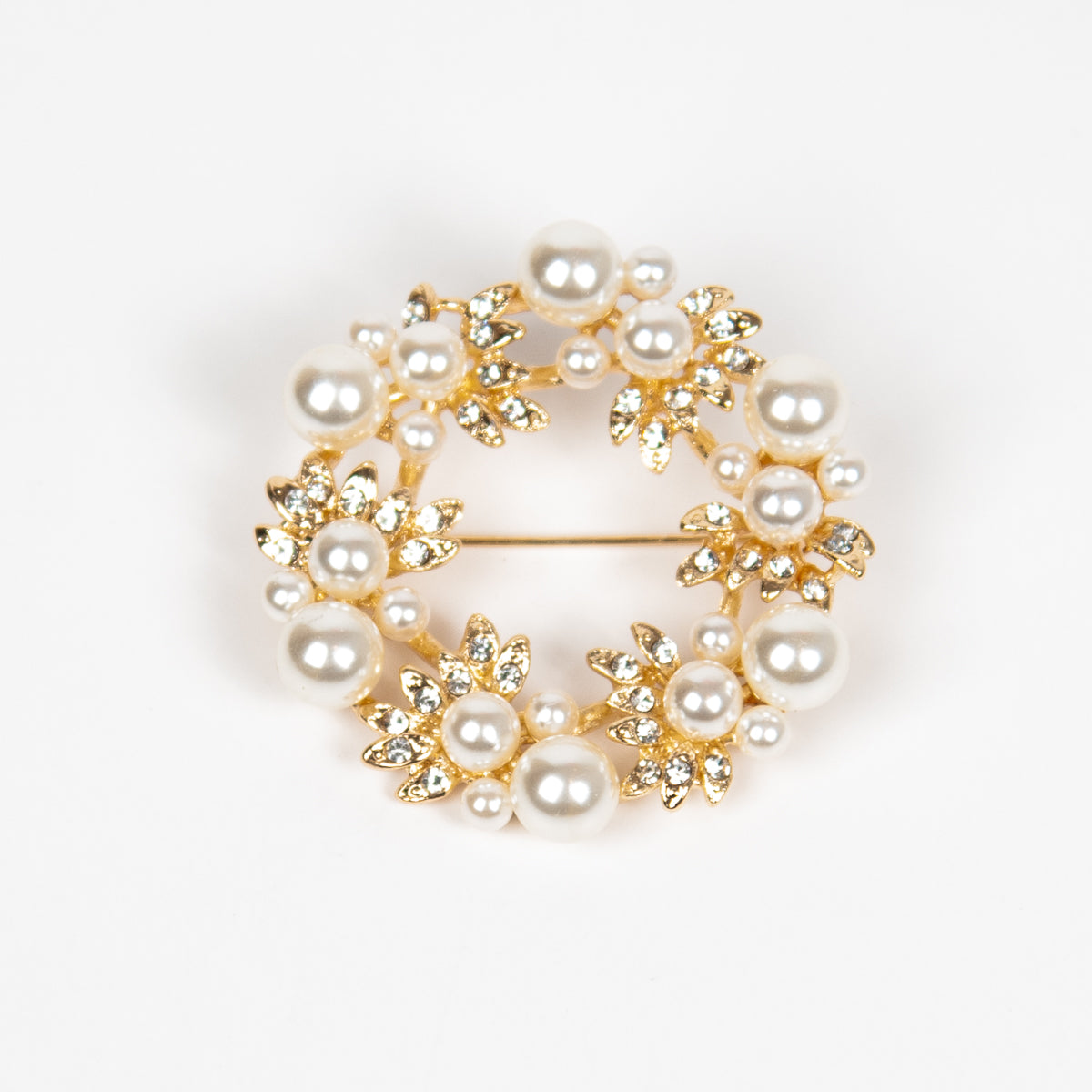 889262 Broche, Krans med perler - gull