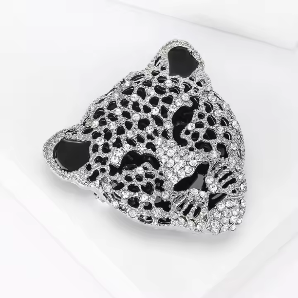 868686 Broche - Tiger med strass stener - sølv