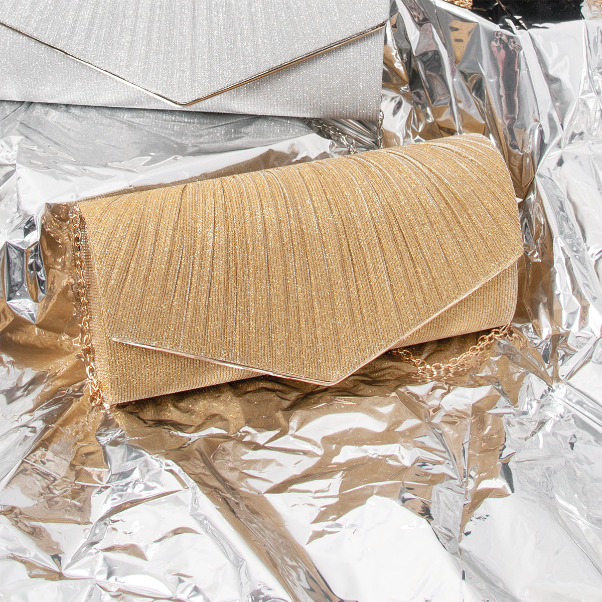 861362 Vesker, PARTY glitter clutch - gull