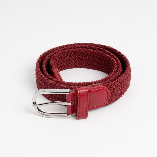 594121 Belte (6 stk) flettet strikkbelte, sølv - burgunder