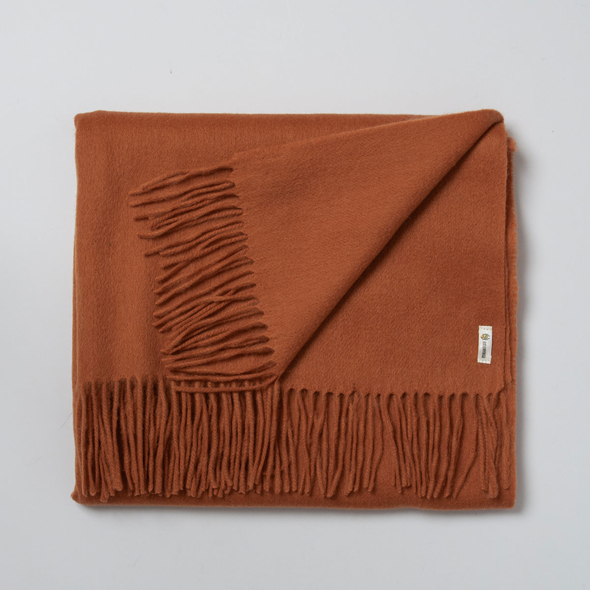 Scarf large soft woolen scarf with fringes - dark orange