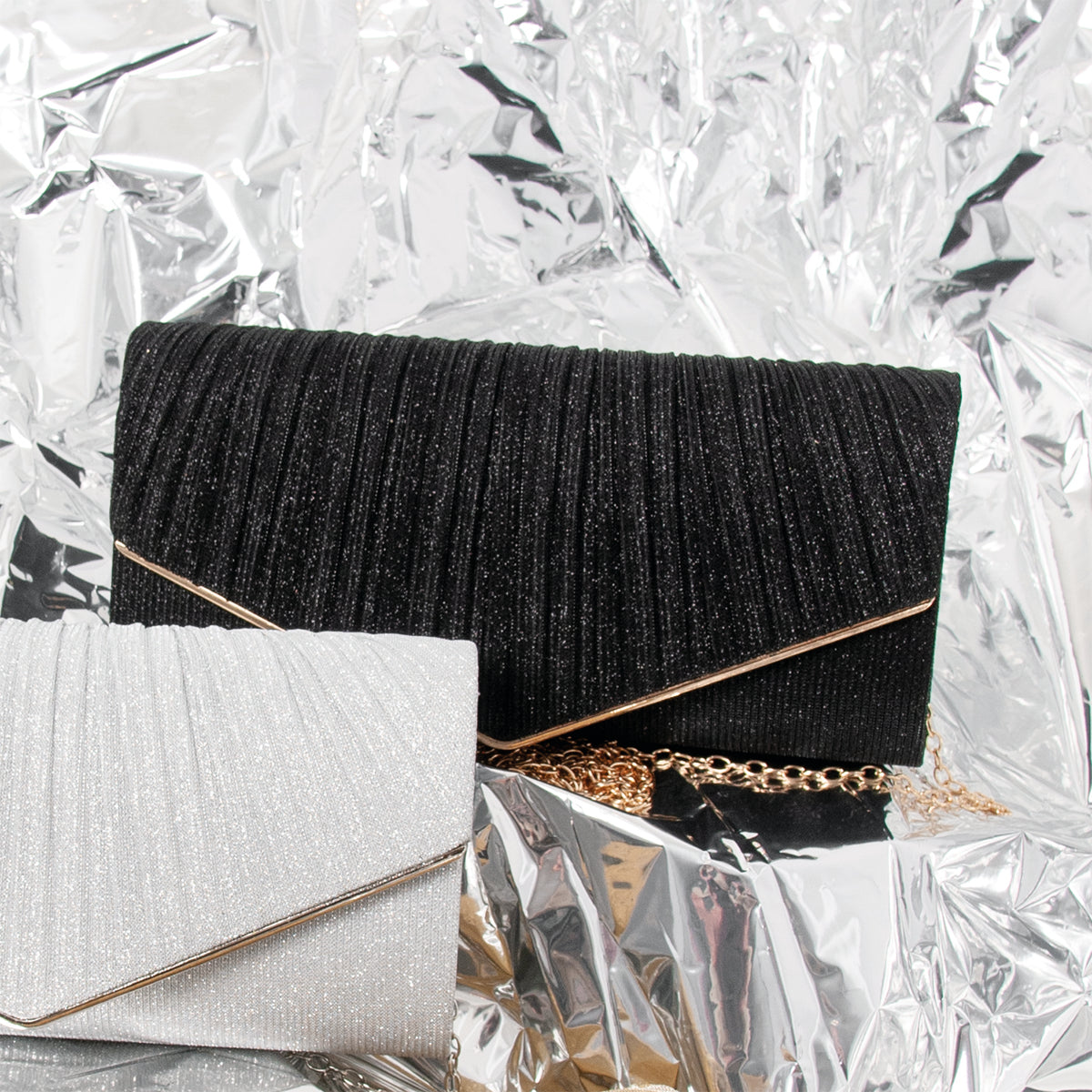 861301 Vesker, PARTY glitter clutch - svart