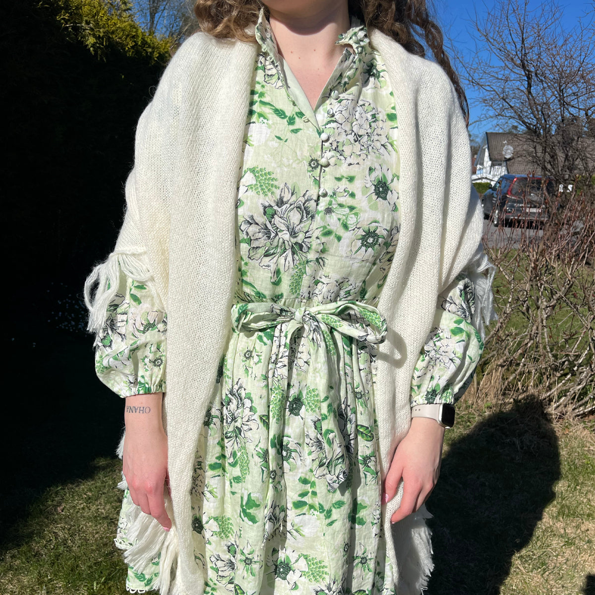 704603 Klær ELLEN stort mykt strikket sjal - offwhite
