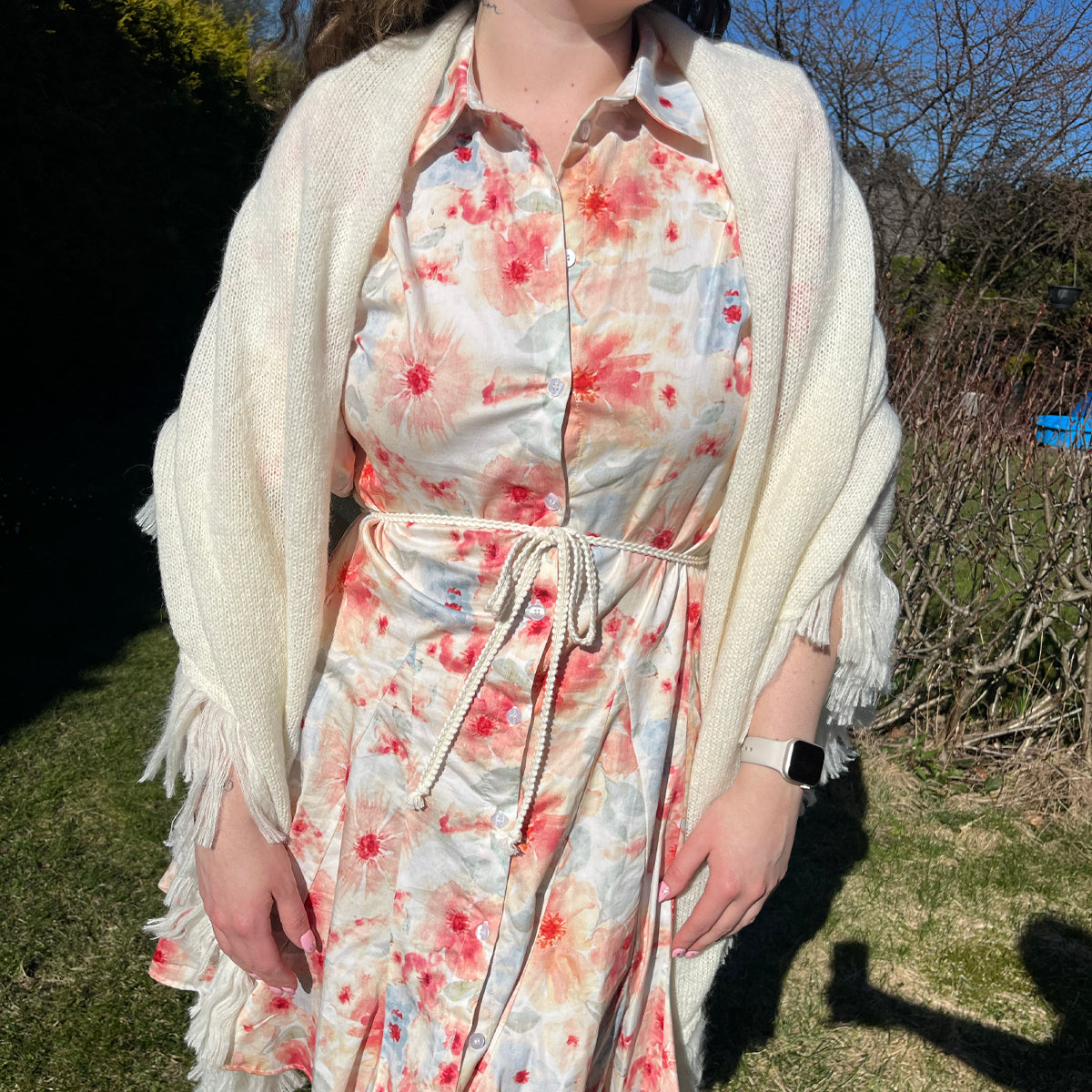 704603 Klær ELLEN stort mykt strikket sjal - offwhite