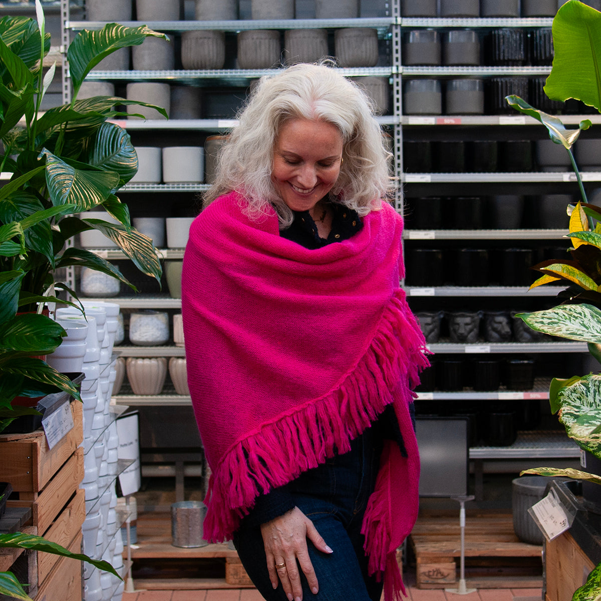 704632 Klær ELLEN stort mykt strikket sjal - pink