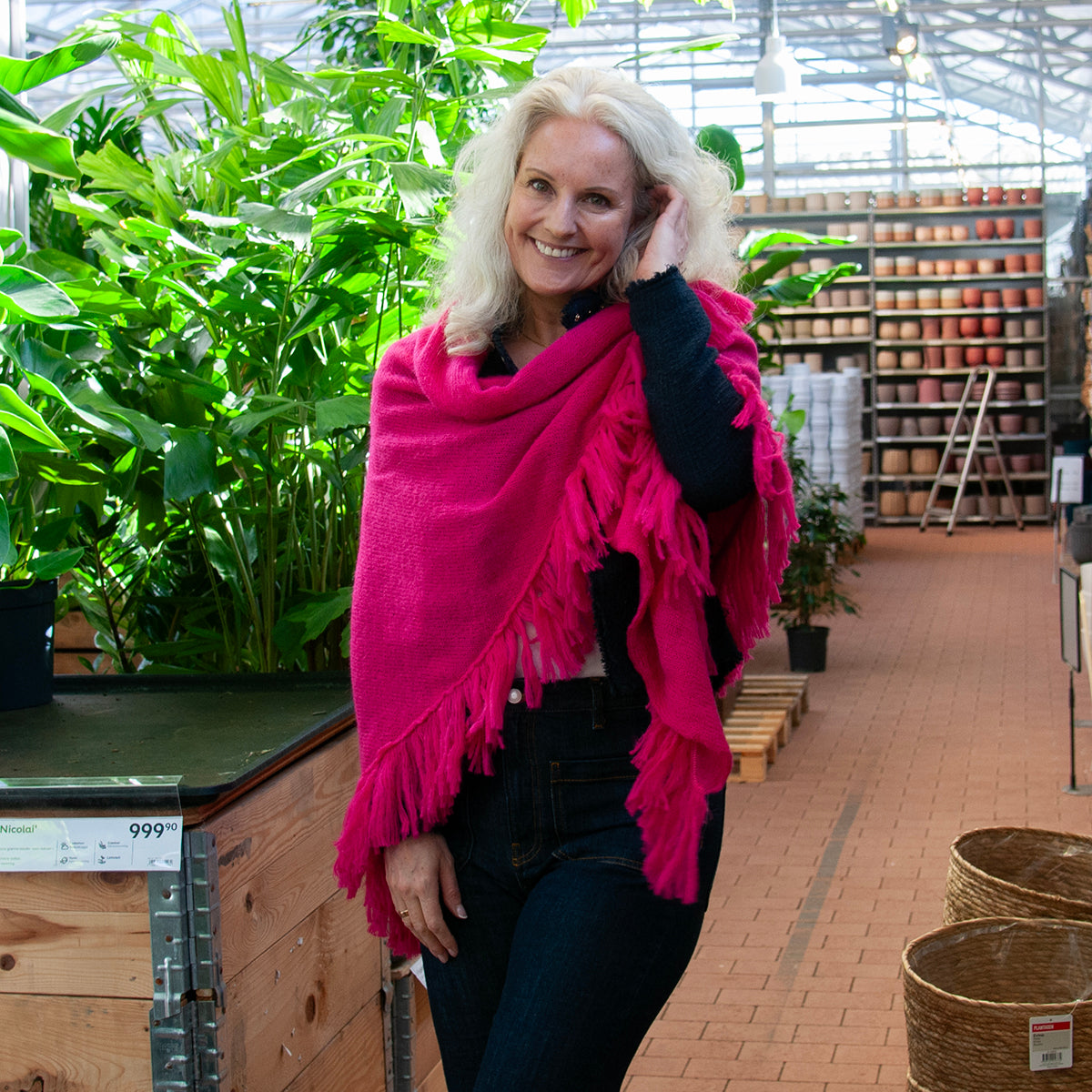 704632 Klær ELLEN stort mykt strikket sjal - pink