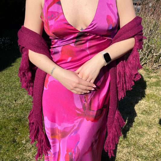 Clothes ELLEN large soft knitted shawl - dark pink
