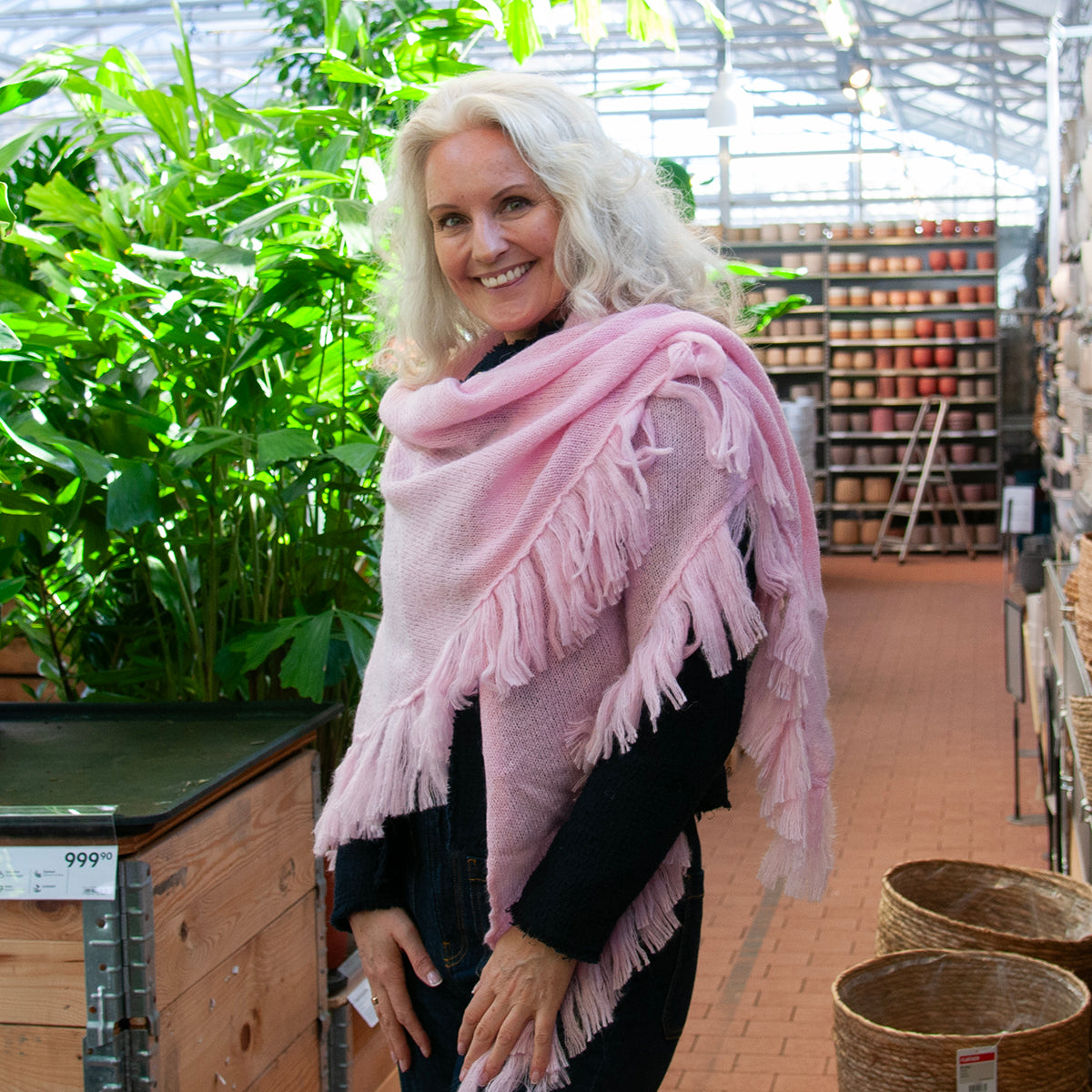 704636 Klær ELLEN stort mykt strikket sjal - lys rosa