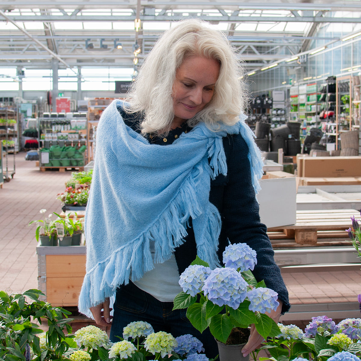 Clothing ELLEN large soft knitted shawl - light blue