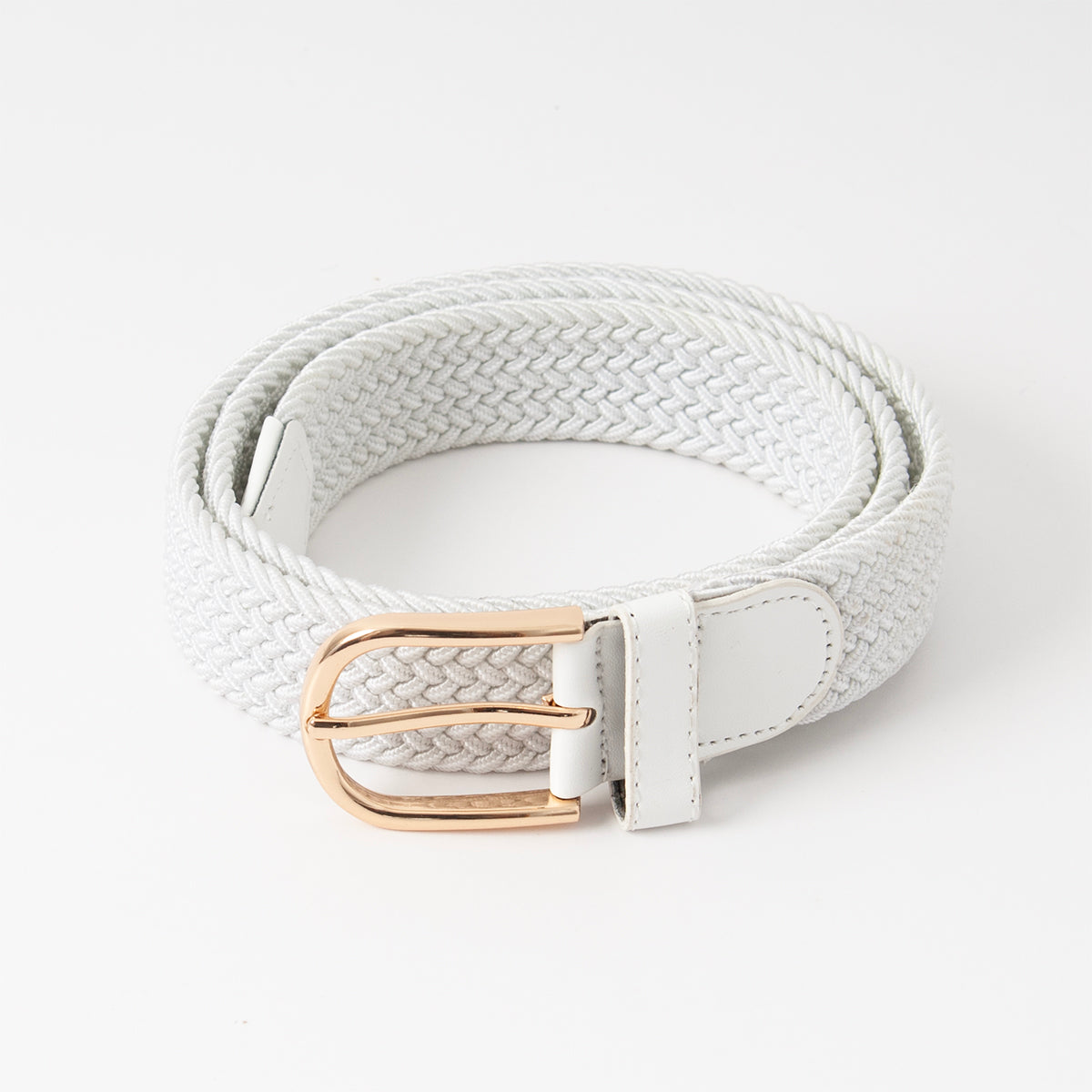 722002 Belte (6 stk) flettet strikkbelte, gull - hvit