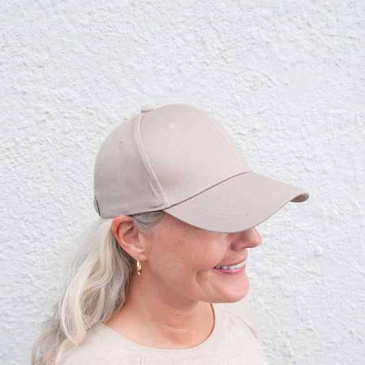 754107 Lue, caps bomull - mørk beige