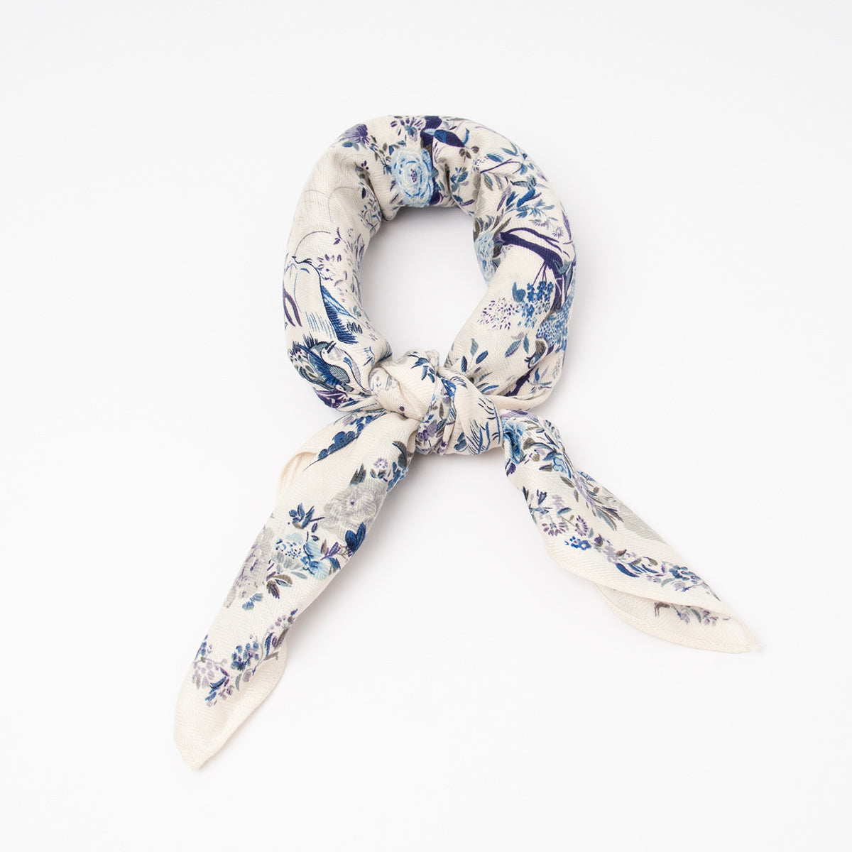 791046 Skjerf, Lite skjerf med blomster - blått