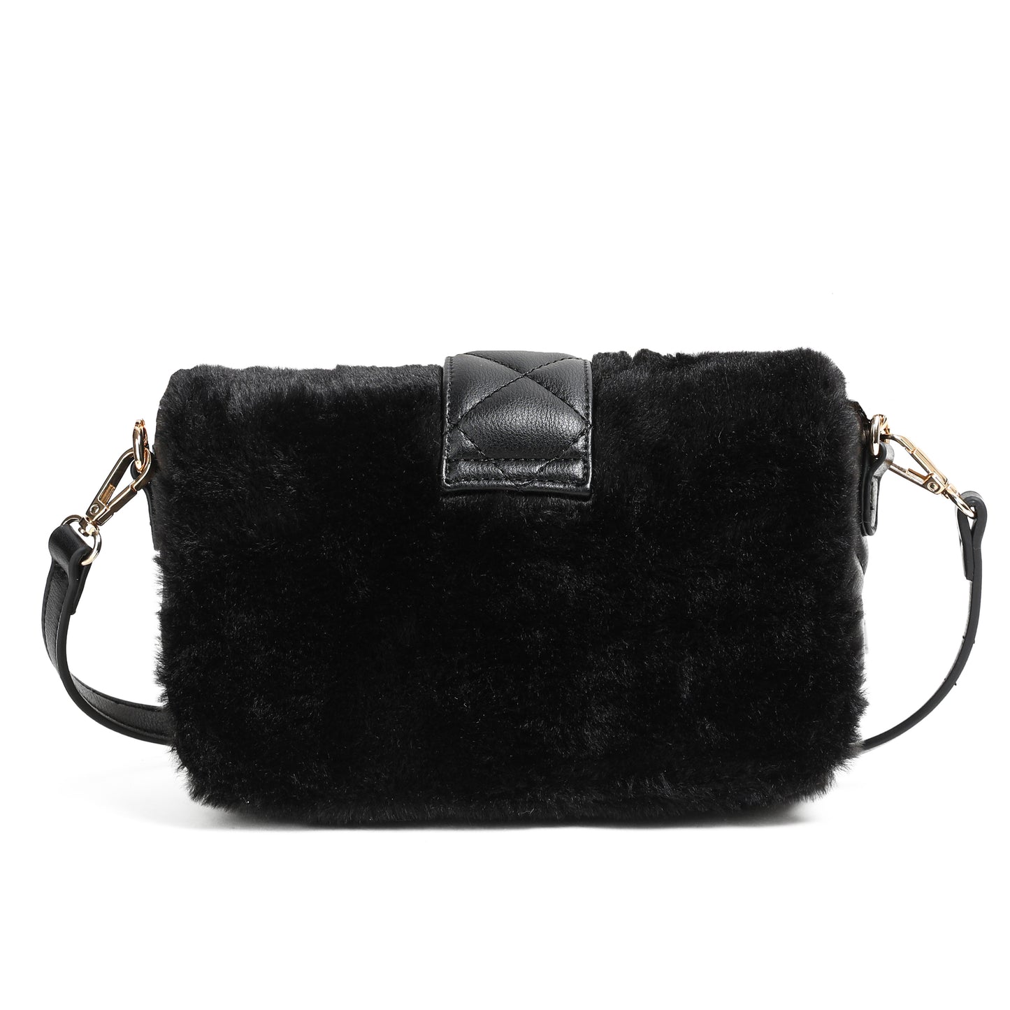 Bags, CECILIE faux fur clutch - black