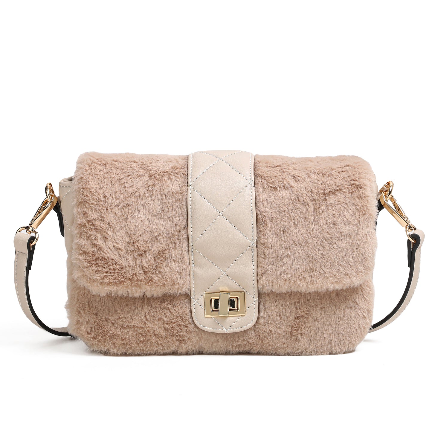 801705 Vesker, CECILIE fuskepels clutch - lys beige