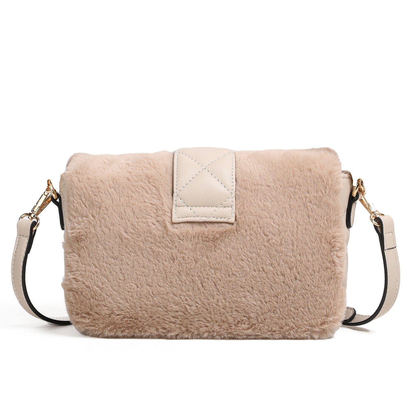 801705 Vesker, CECILIE fuskepels clutch - lys beige