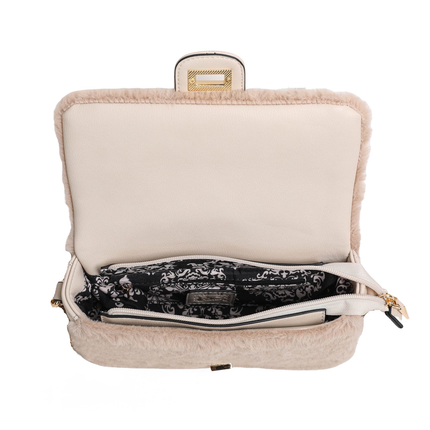 801705 Vesker, CECILIE fuskepels clutch - lys beige