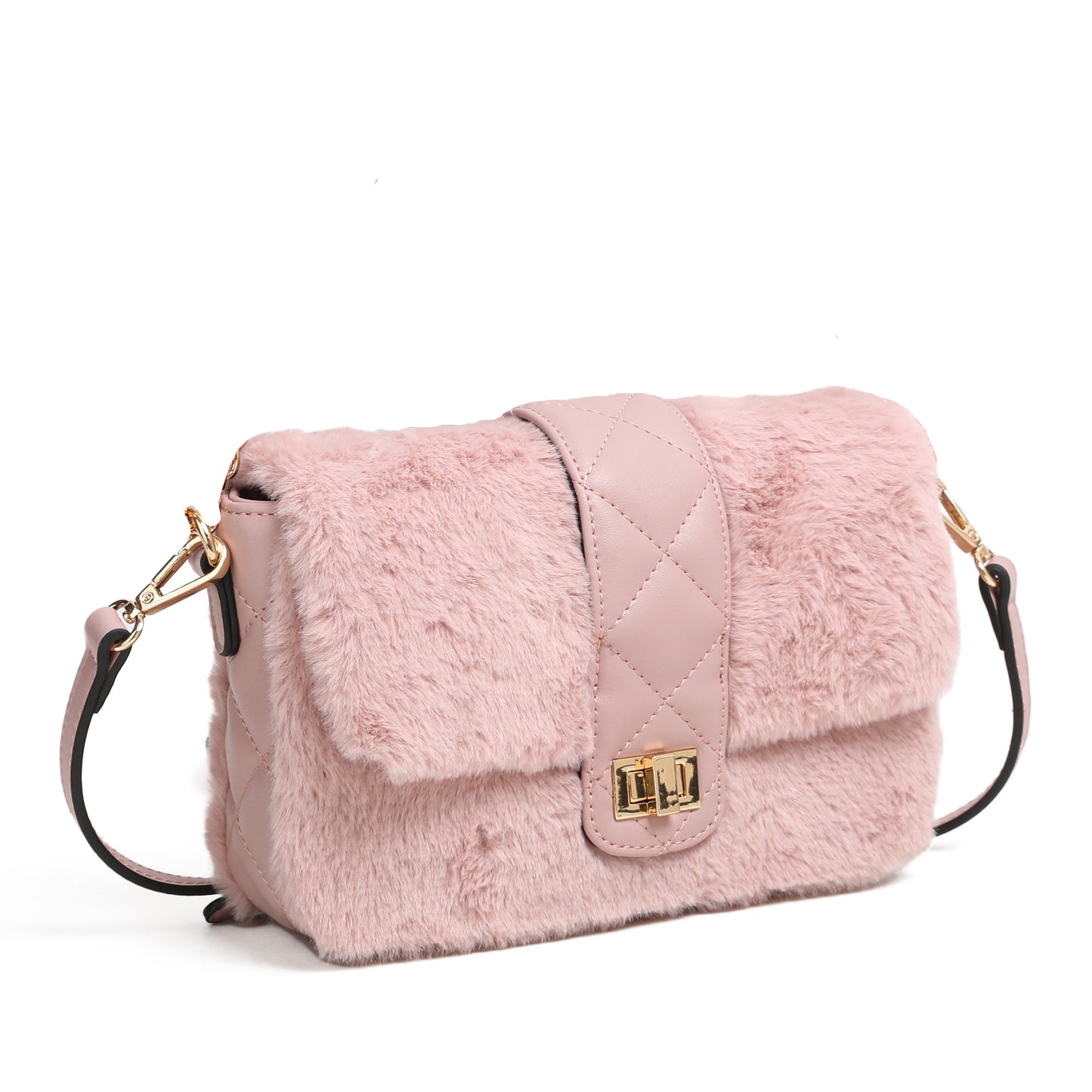 801736 Vesker, CECILIE fuskepels clutch - pudder rosa