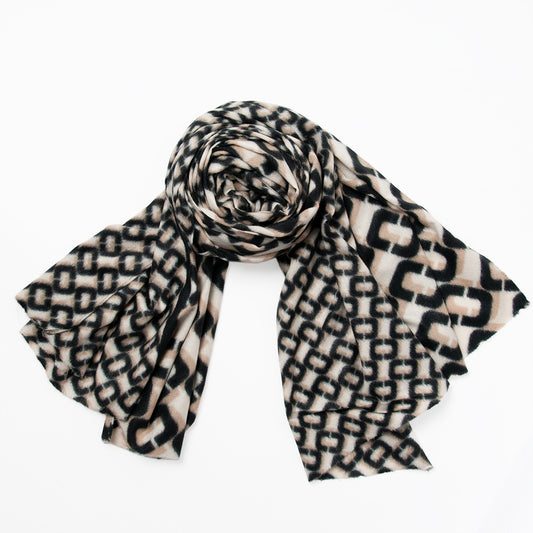 Large scarf with link print MA2059 - black