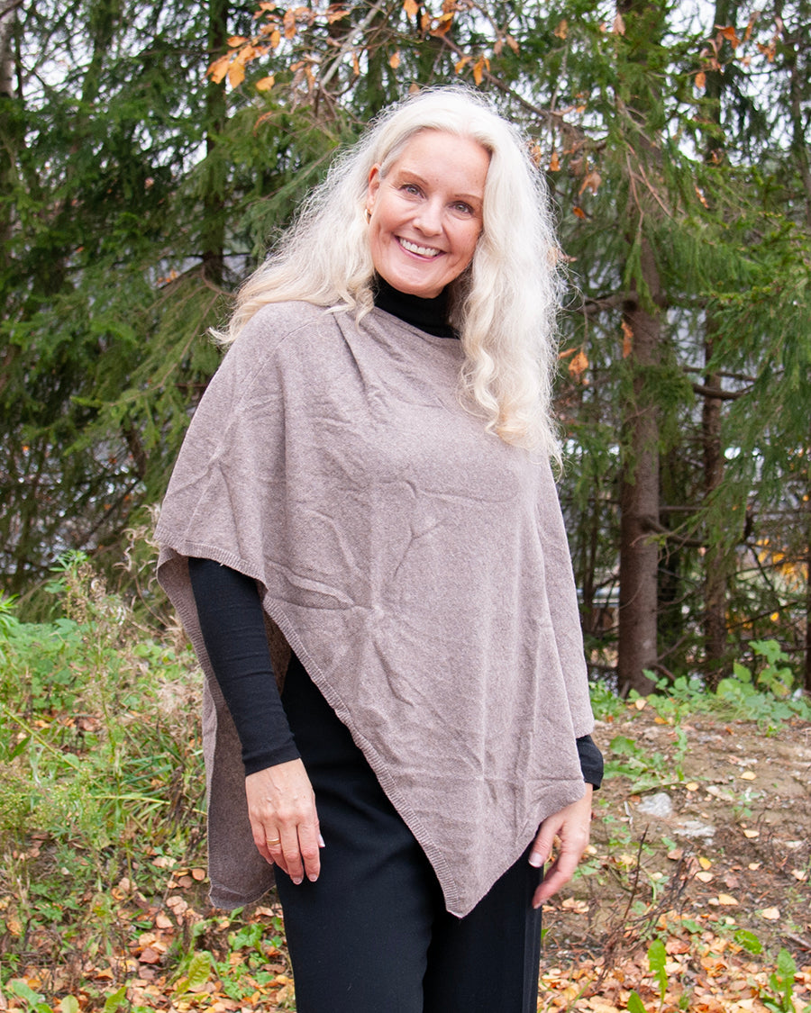 Poncho Eco Kashmir - dark beige