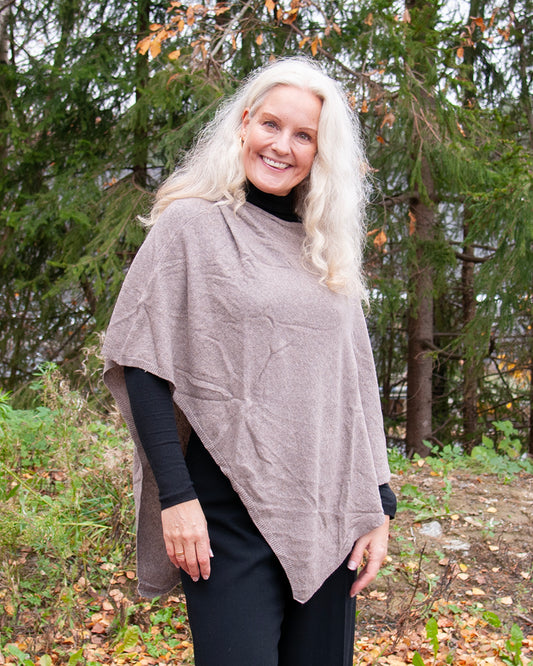 804407 Poncho Eco Kashmir - mørk beige