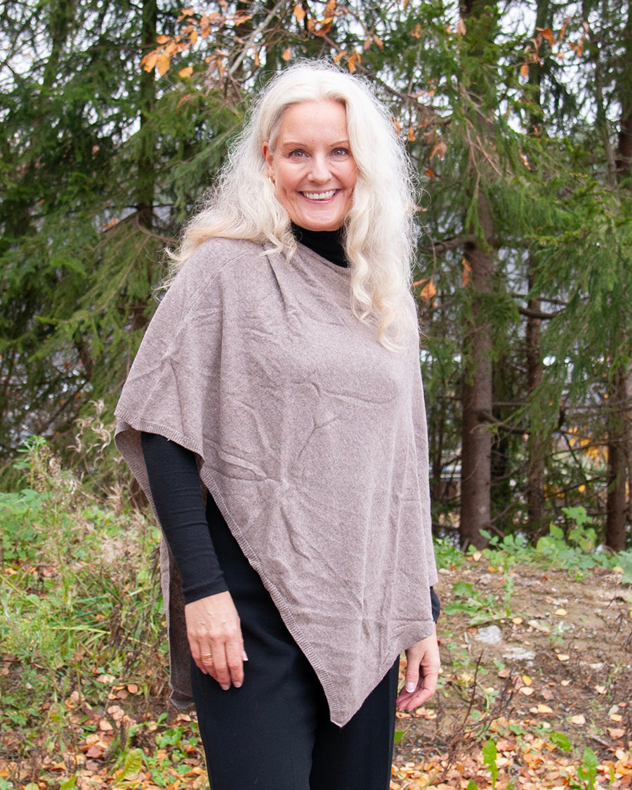 Poncho Eco Kashmir - dark beige