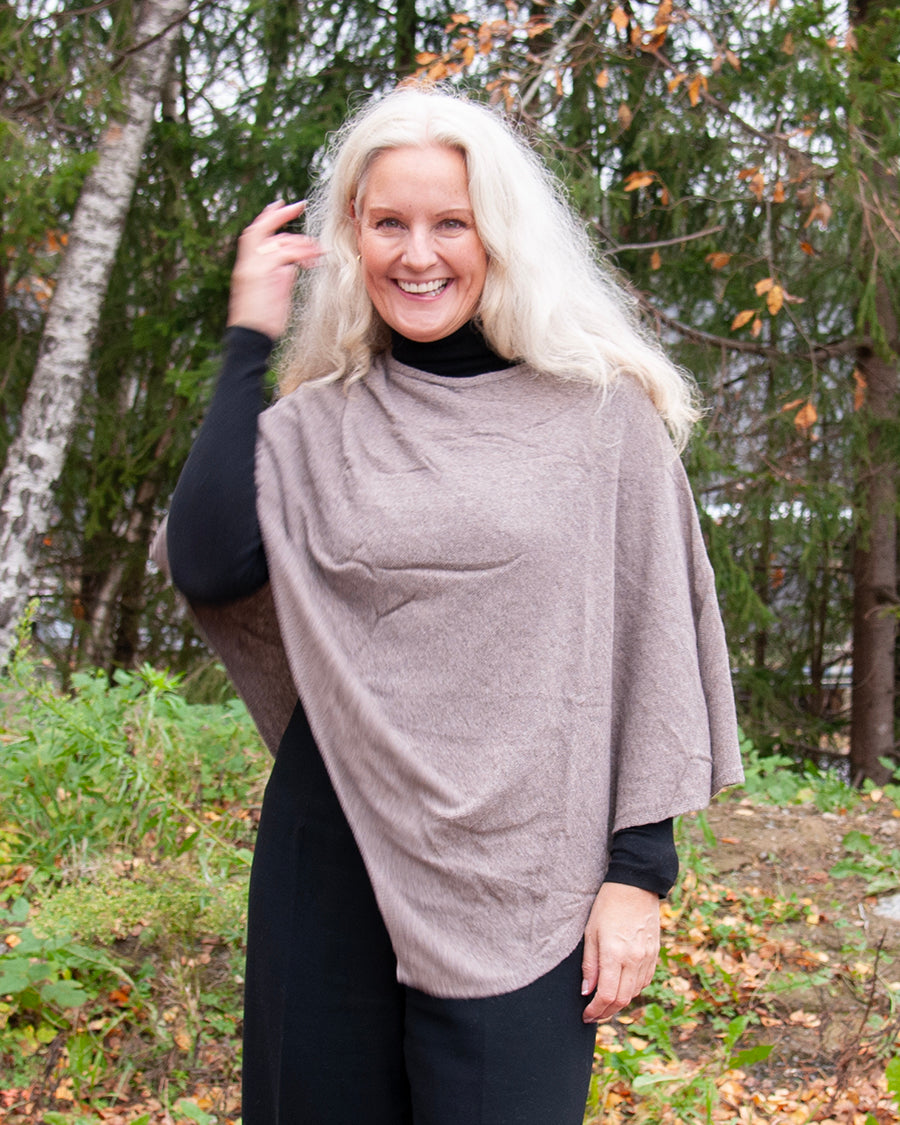 Poncho Eco Kashmir - dark beige