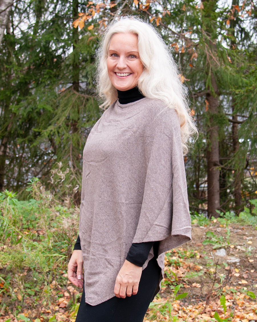 Poncho Eco Kashmir - dark beige