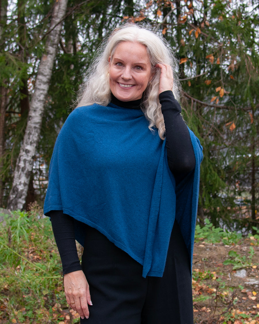 804444 Poncho Eco Kashmir 1380/1381 - jeans blå