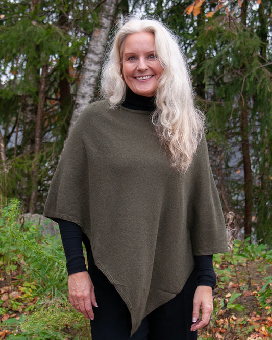 804450 Poncho Eco Kashmir - olivengrønn