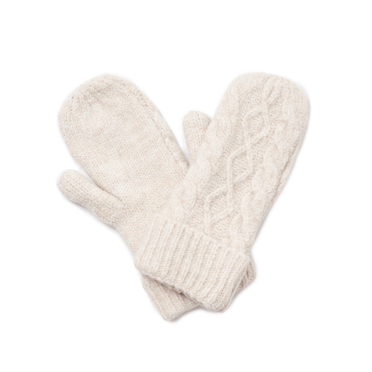 Mittens knitted with wool TG2462 - offwhite