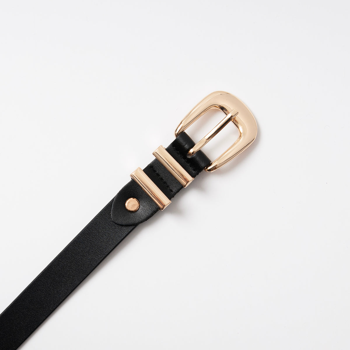 Belt (6 pcs) double loop with gold buckle - black