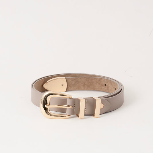 Belt (6 pcs) double loop with gold buckle - taupe