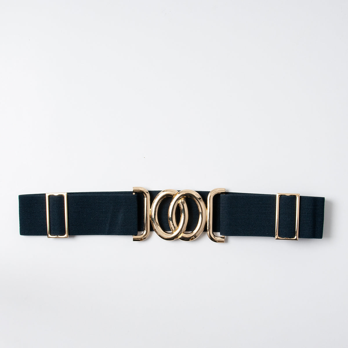 Belt (6 pcs) elastic with gold buckle - navy