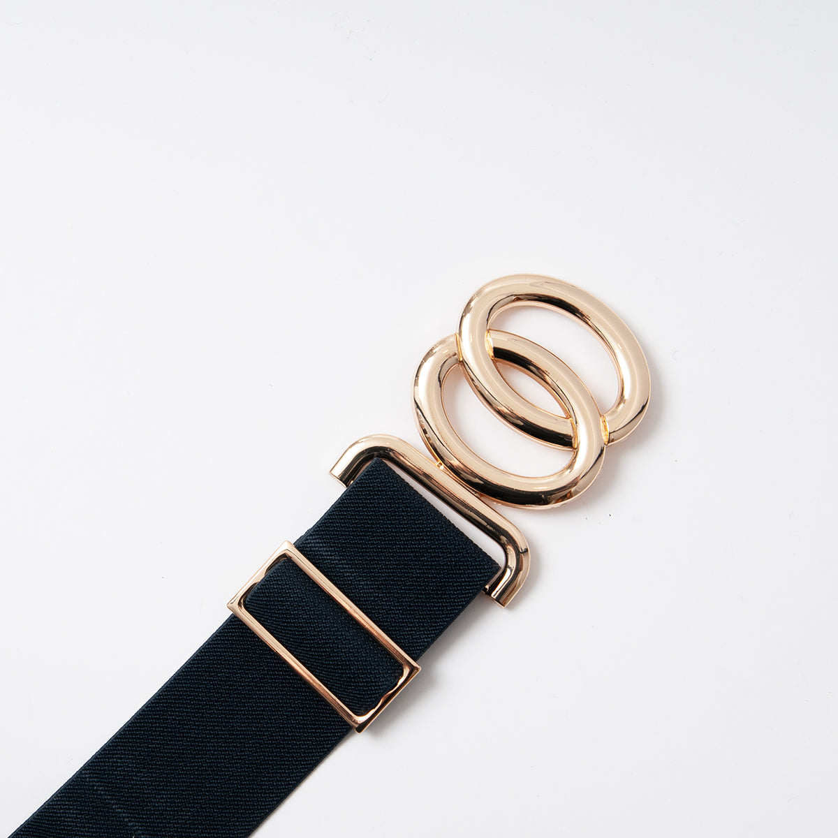 Belt (6 pcs) elastic with gold buckle - navy