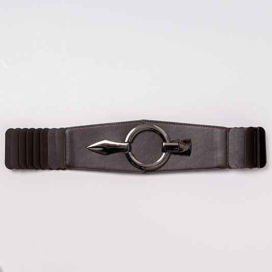 808311 Belte (6 stk) elastisk med layers og sølvspenne - brun