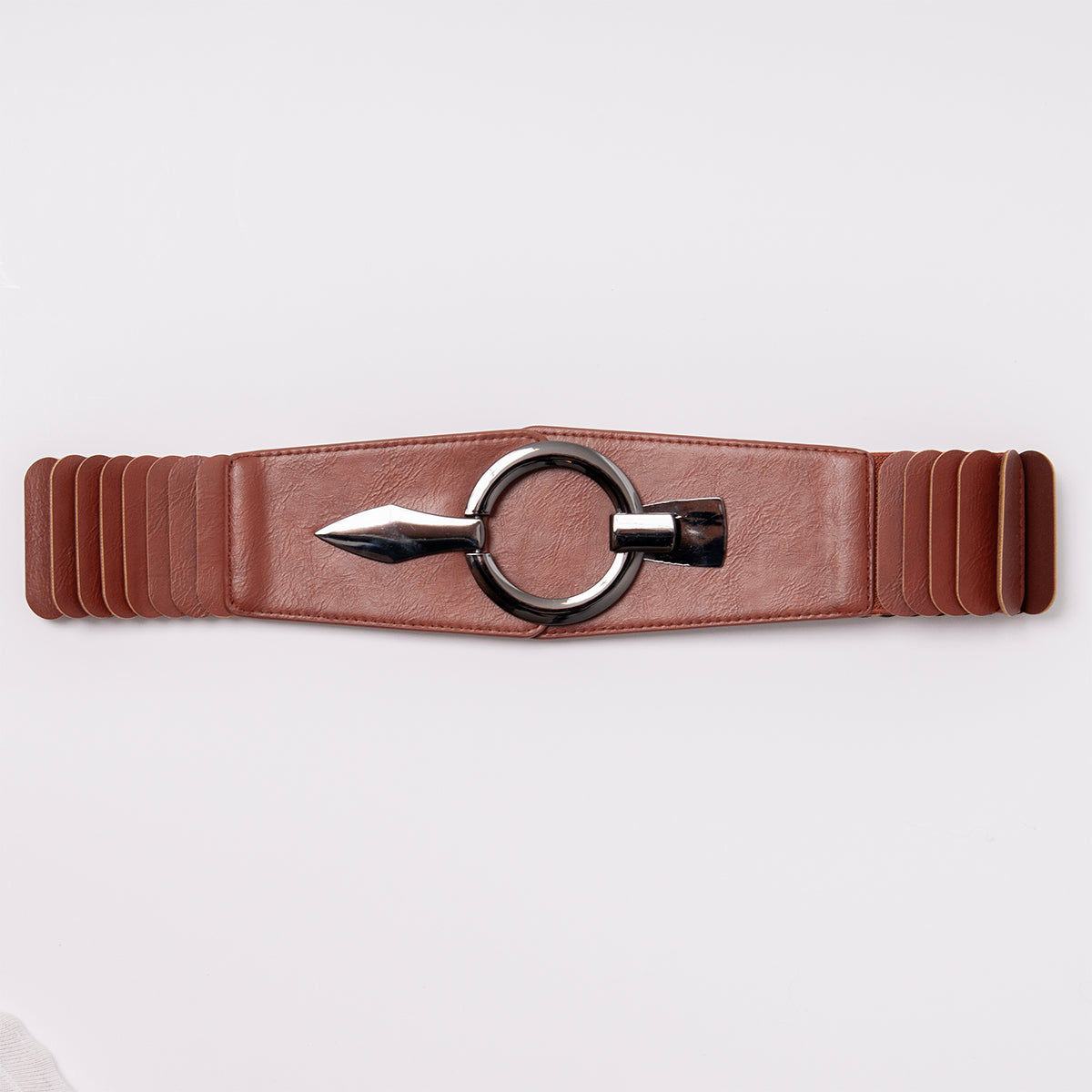 808315 Belte (6 stk) elastisk med layers og sølvspenne - cognac