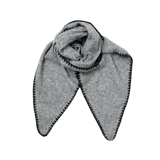 Large plain triangle scarf with stitches SS069 - grey