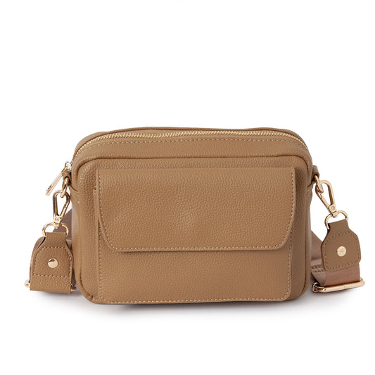 Bag DALLAS Clutch with front pocket - cognac
