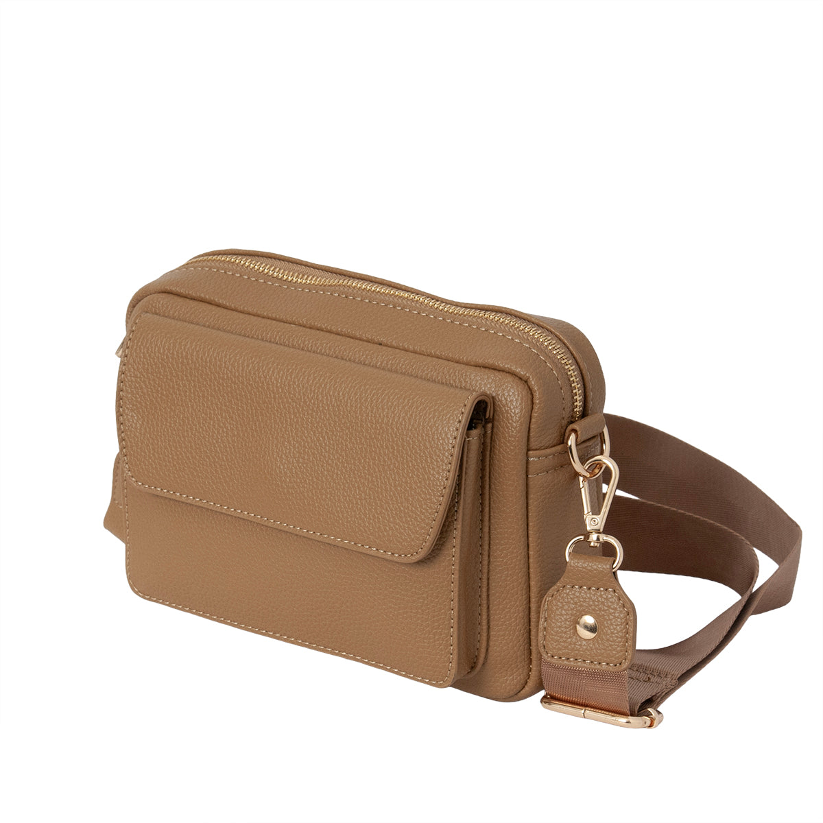 Bag DALLAS Clutch with front pocket - cognac