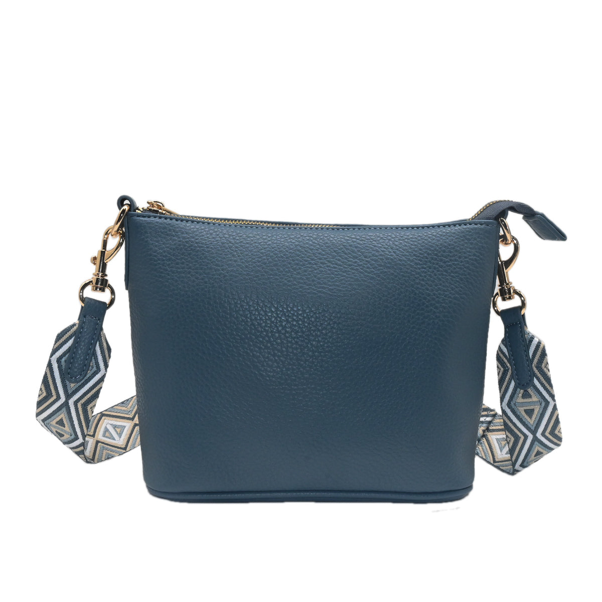 Bag DAVIS Small cross bag with patterned strap - jeans blue