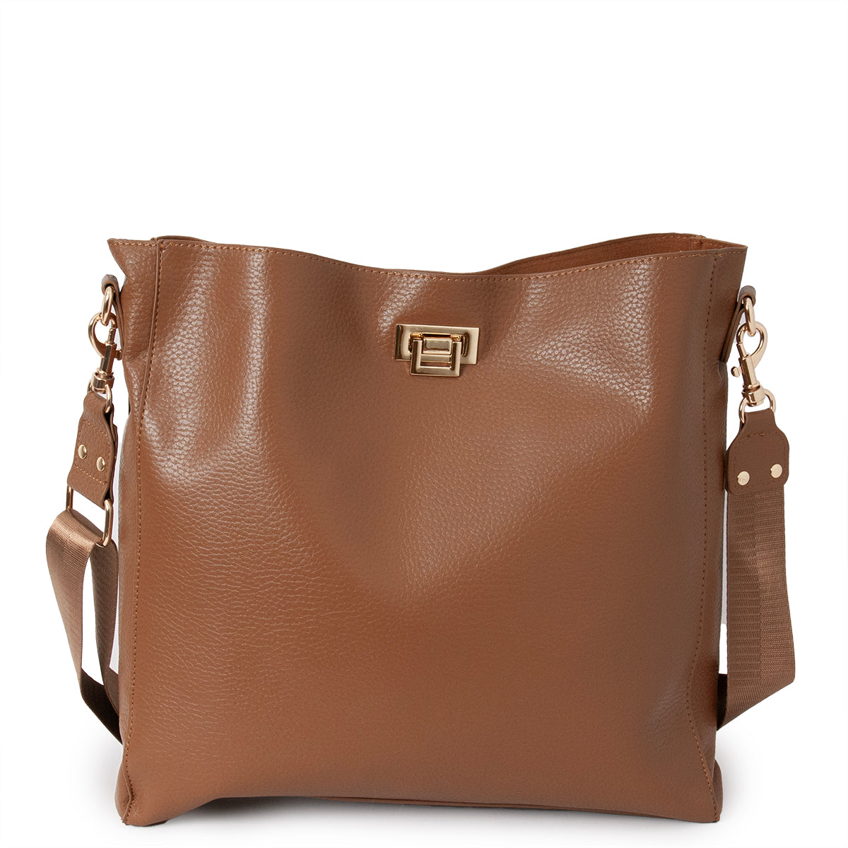 Bag DAYTON Cross bag with clip lock - cognac