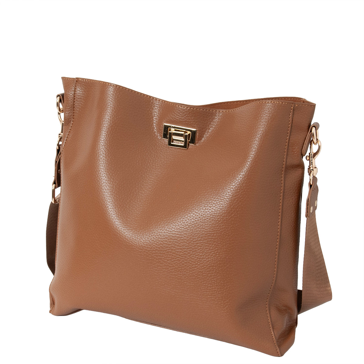Bag DAYTON Cross bag with clip lock - cognac