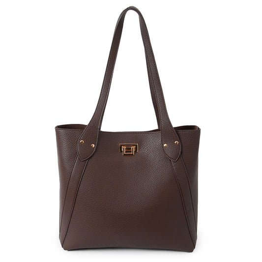 Bag DAGNY Shopper with clip lock - brown