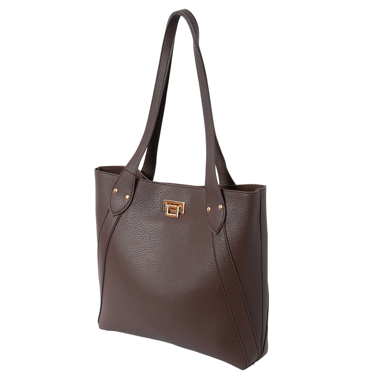 Bag DAGNY Shopper with clip lock - brown