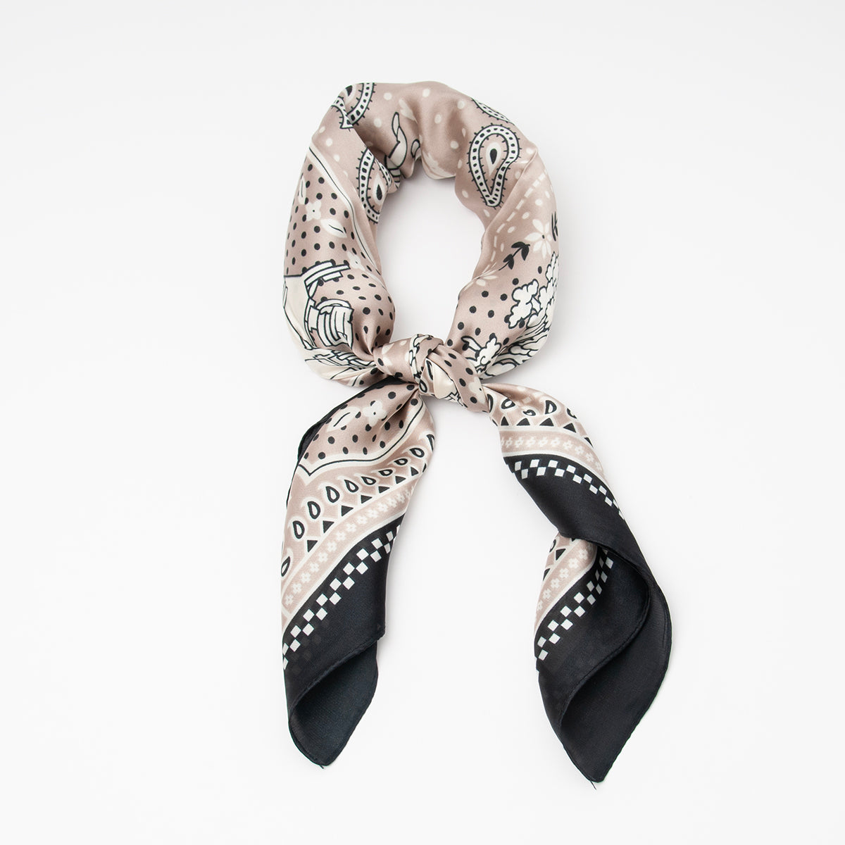 Scarf, small horse scarf - beige