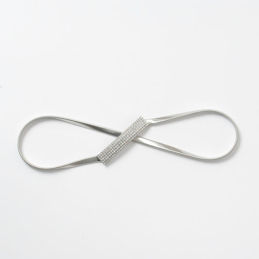 Scarf, Narrow jewelery belt - silver (6 pcs) one size