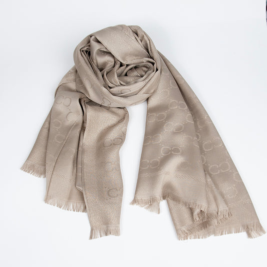 Scarf, Company shawl with woven pattern - gold