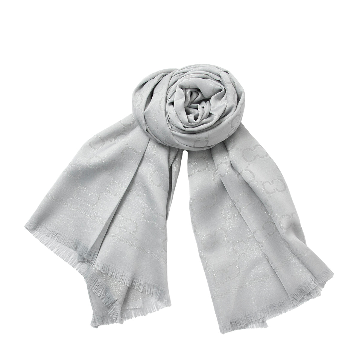 Scarf, Company shawl with woven pattern - silver